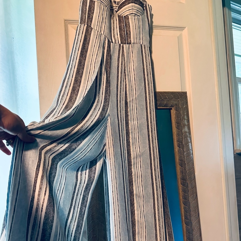 Striped Jumper, side slit/open leg